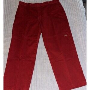Dickies Double Knee Work Pants Men's 42x30 Red Y2K Baggy Wide Leg Chino